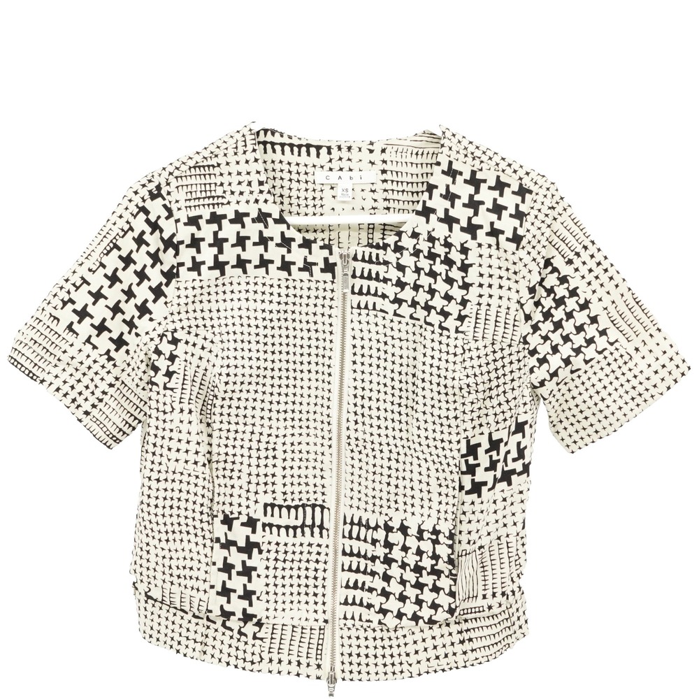 Cabi Coupe Bomber Jacket SZ XS Short Sleeve Maximalist Quiet Luxery Modern